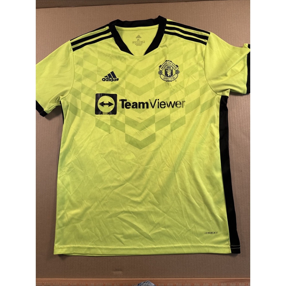 Adidas Manchester United 2022/23 Jersey Neon Green HE2981 Men's Size XL, Kuku #6